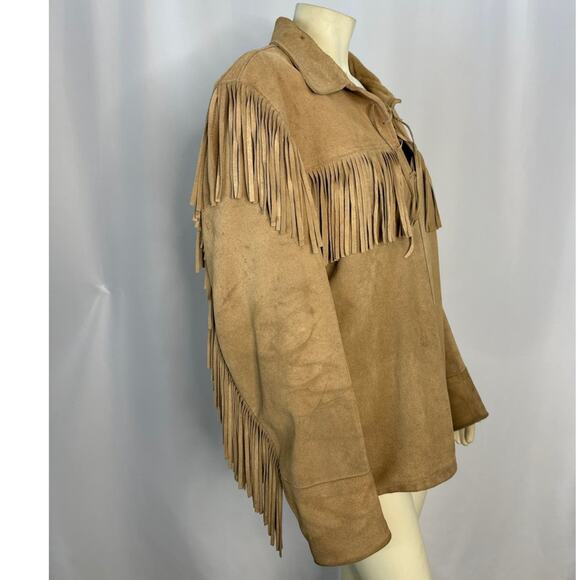 Vintage Mid Western sport tog brown leather fringed shirt made in USA size XL - Picture 15 of 17